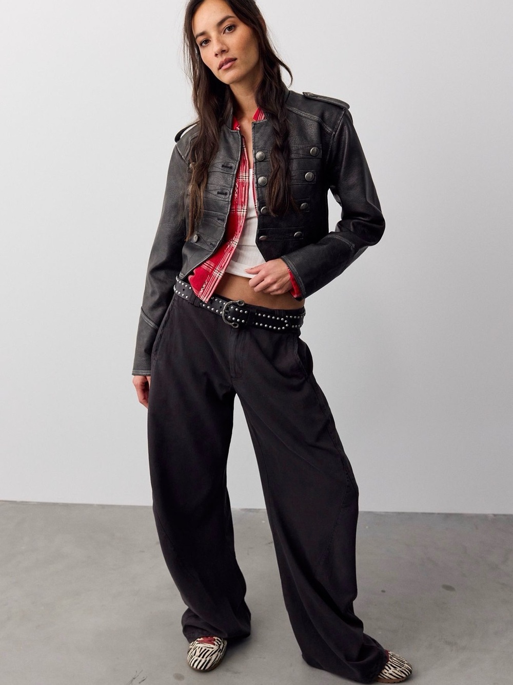 Free People Spotlight Washed Barrel Chino Trouser Women 10 Black Like New Wide